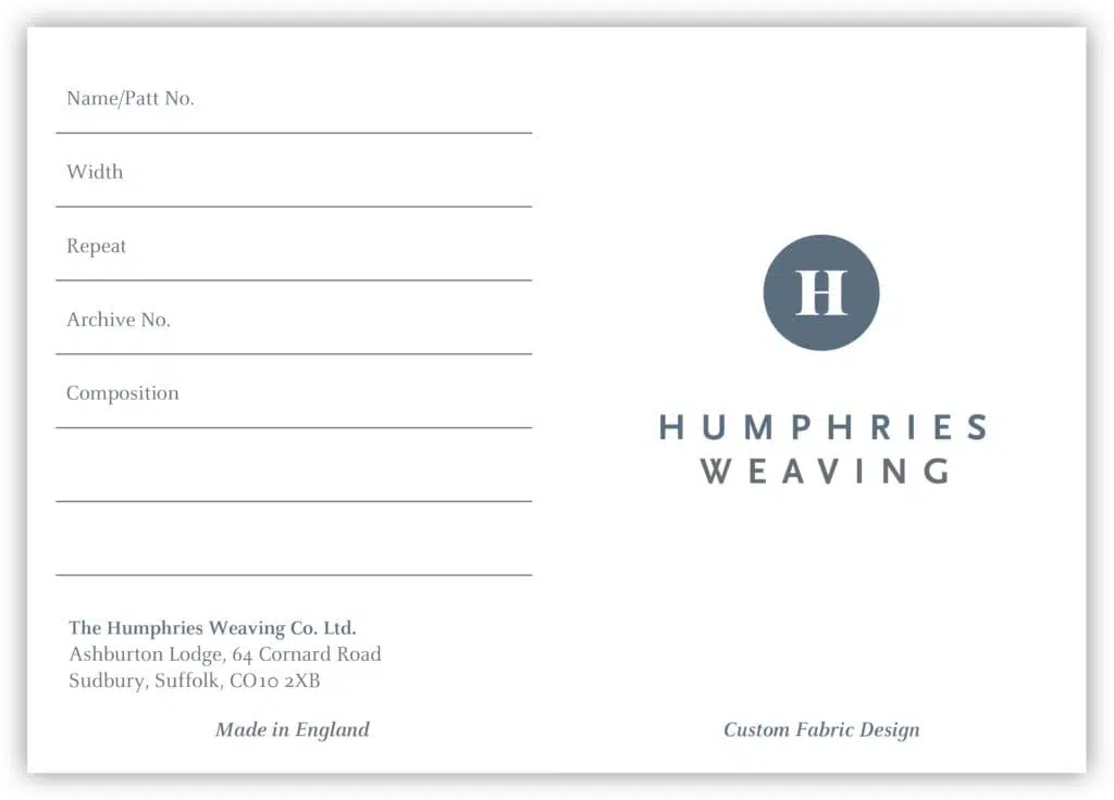 Humphries Weaving fabric tag