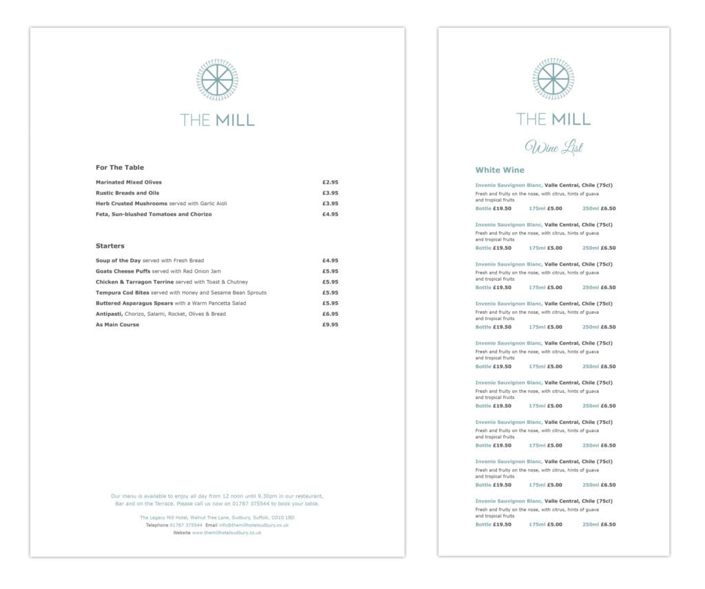 The Mill Wine List