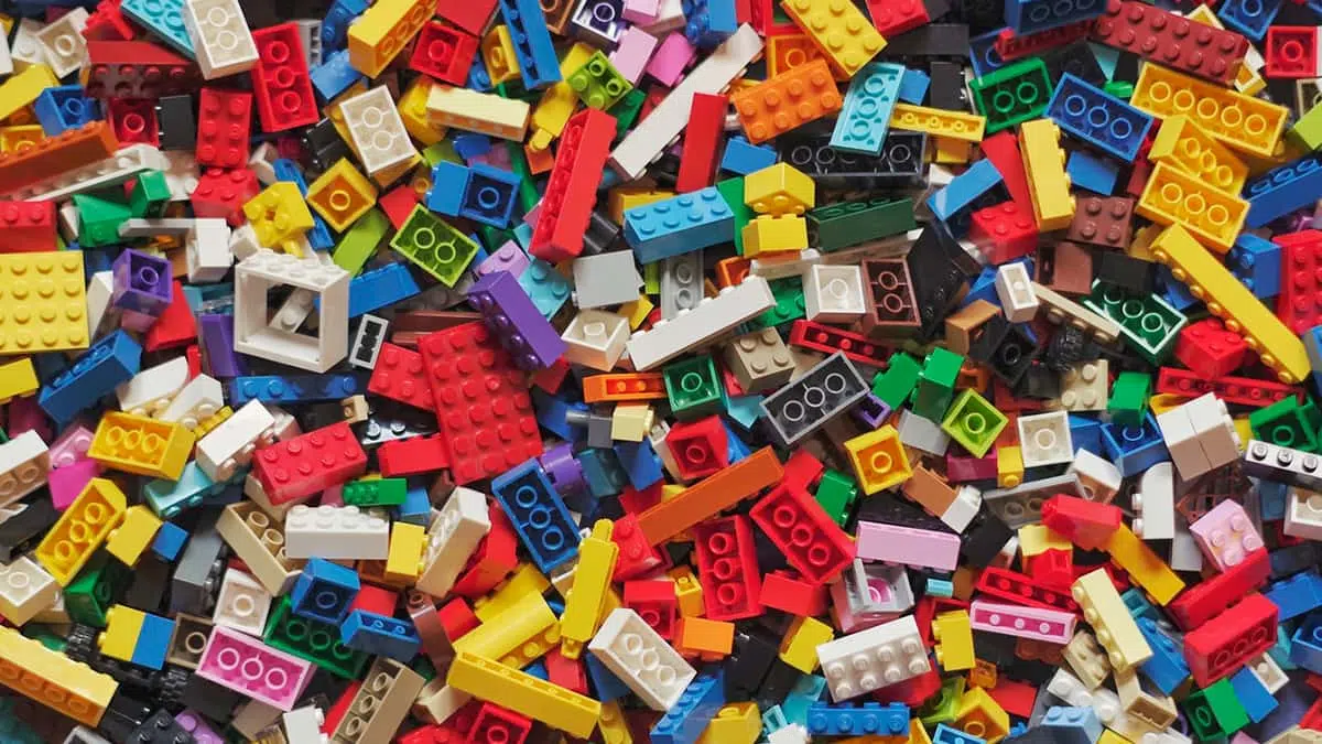 Multicoloured Lego blocks in a pile