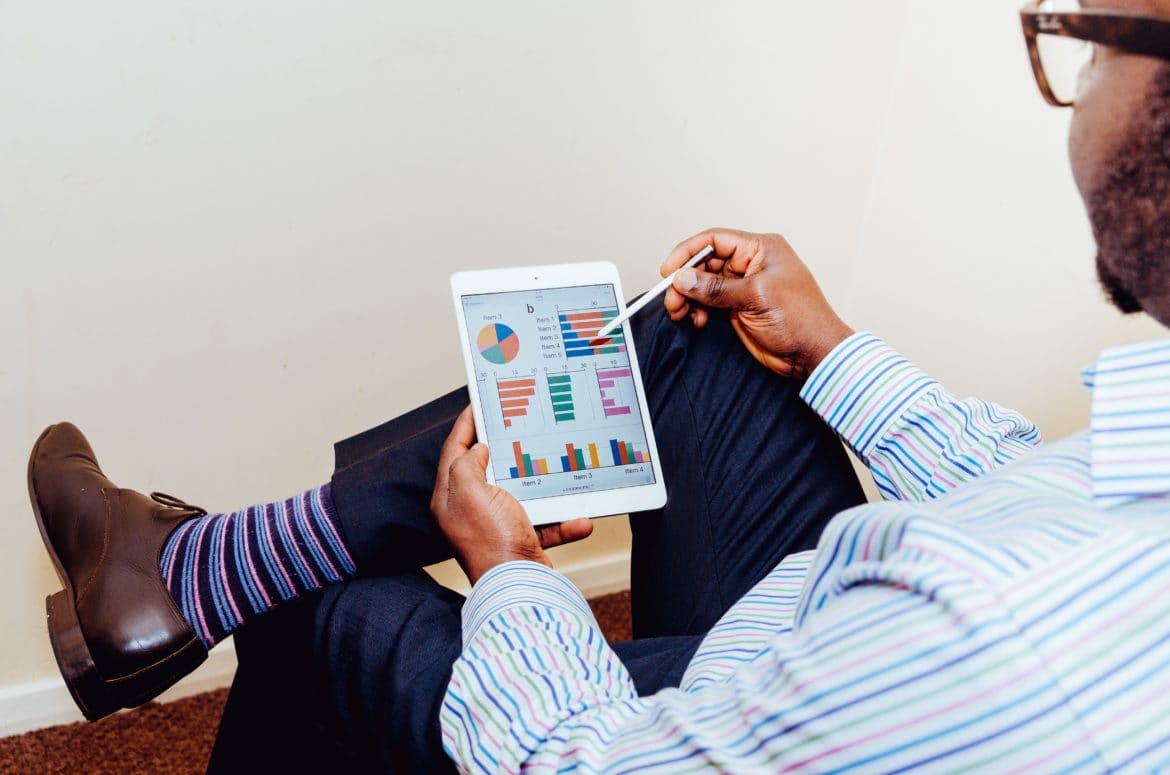 Checking website analytics on an iPad