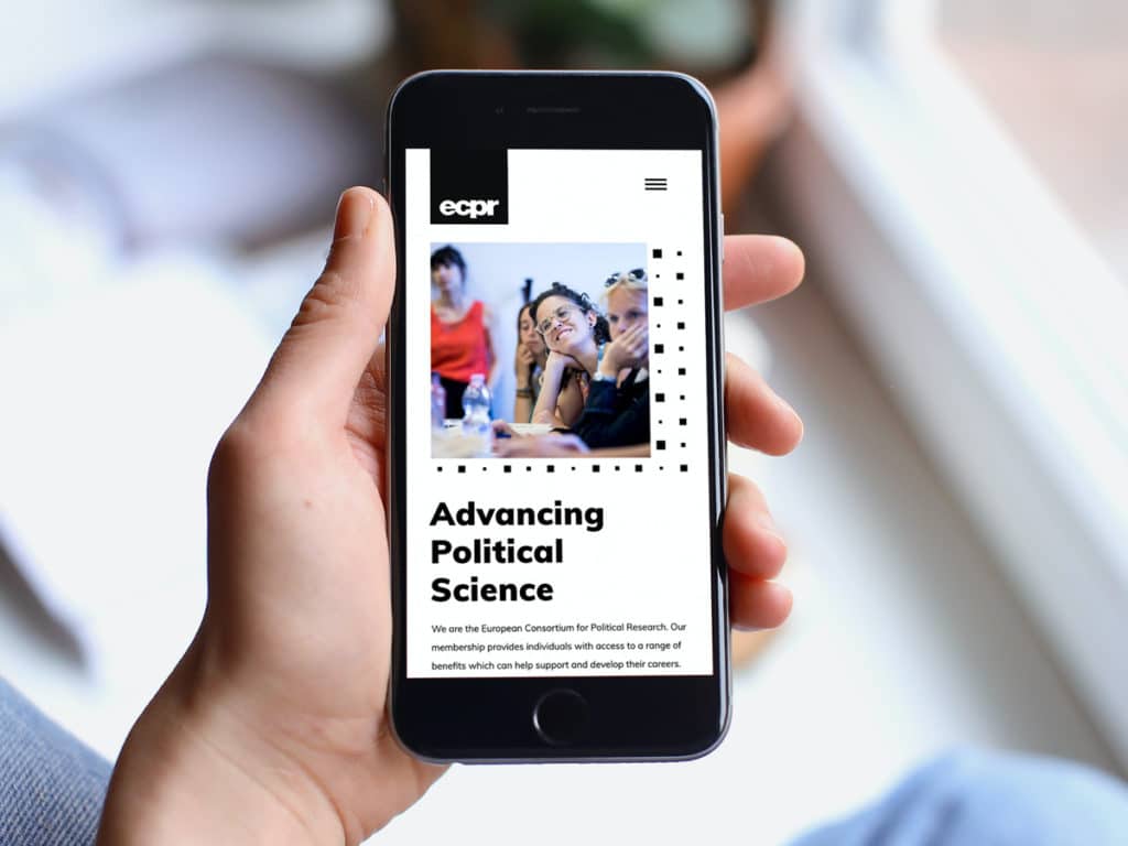 ECPR website on a phone