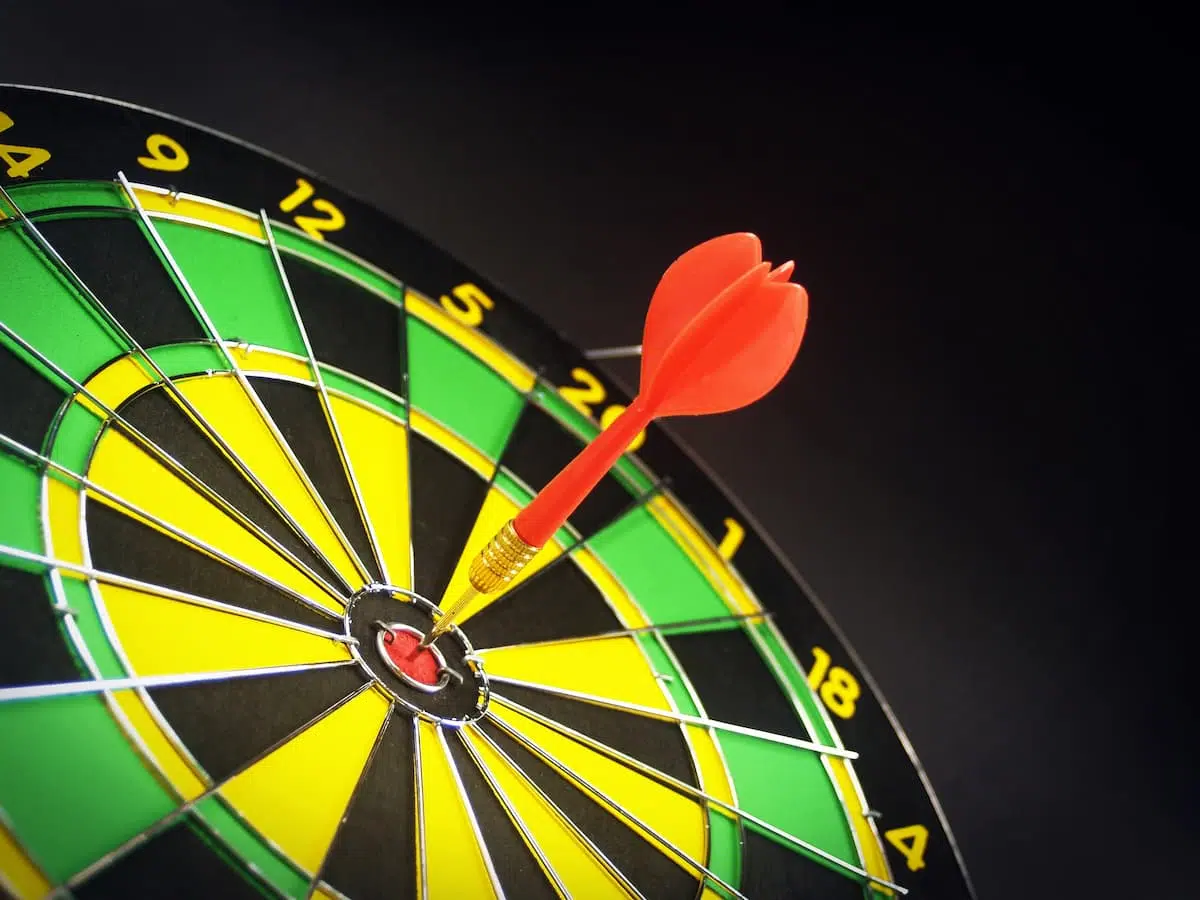 Bullseye dart on colourful target