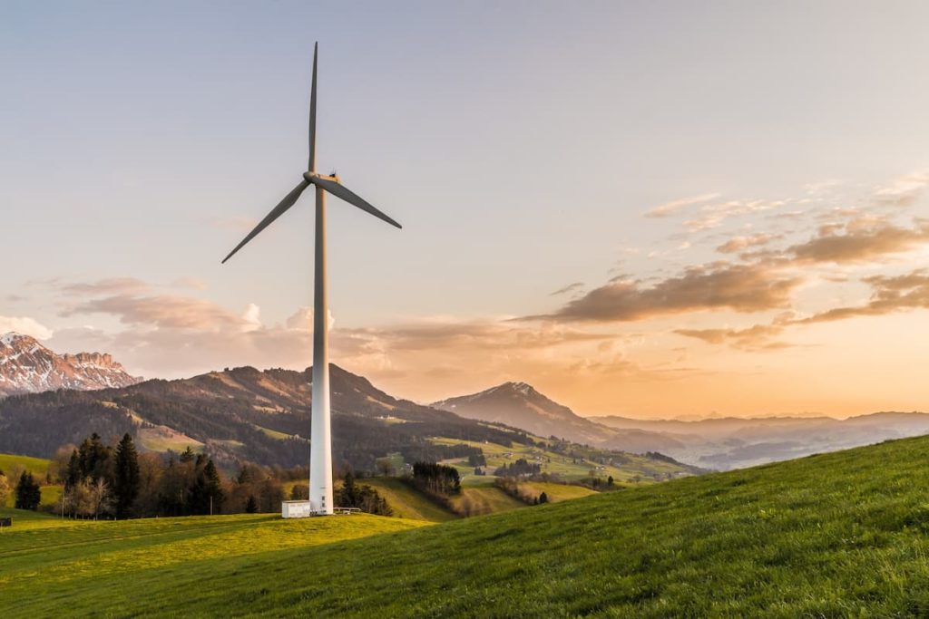 sustainability wind turbine on hills