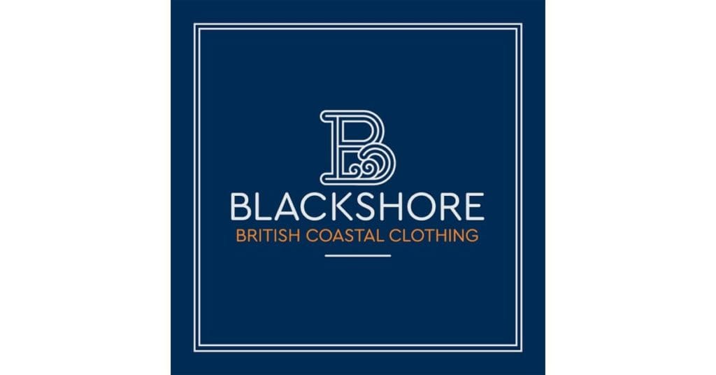 Blackshore Coastal Clothing Blue, White, Orange Logo