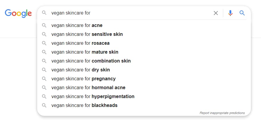 Vegan Skincare Google Example