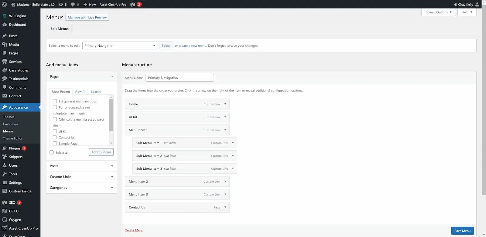 WordPress Menus
