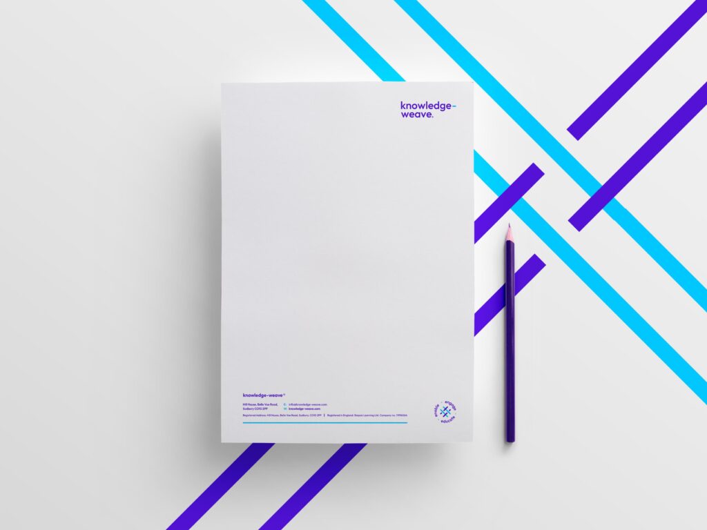 A visual of the knowledge-weave letterhead design | Branding Services delivered by Mackman